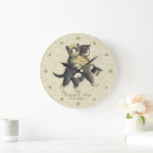 Posh Cats Hochzeit Elfenbein Große Wanduhr (Zuhause)