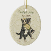 Posh Cats Hochzeit Elfenbein Keramik Ornament (Rechts)