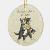 Posh Cats Hochzeit Elfenbein Keramik Ornament (Links)