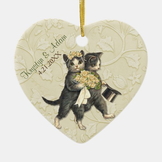 Posh Cats Hochzeit Elfenbein Keramik Ornament (Vorne)