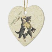 Posh Cats Hochzeit Elfenbein Keramik Ornament (Links)