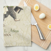 Posh Cats Hochzeit Elfenbein Küchentuch (Viertel Falte)