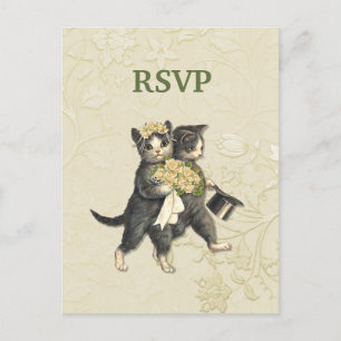Posh Cats Hochzeit RSVP Einladungspostkarte