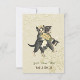 Posh Cats Ivory Wedding Escort Card Einladung
