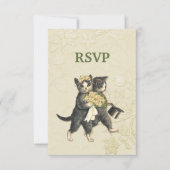 Posh Cats Ivory Wedding RSVP Karte (Vorderseite)
