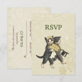 Posh Cats Ivory Wedding RSVP Karte (Vorne/Hinten)