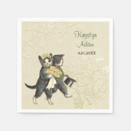 Posh Cats Wedding 2 Elfenbeinpapier Napkins Serviette