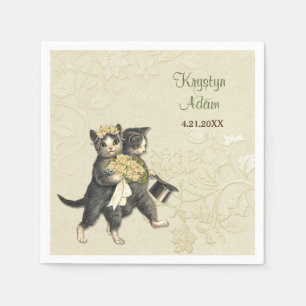 Posh Cats Wedding 2 Elfenbeinpapier Napkins Serviette