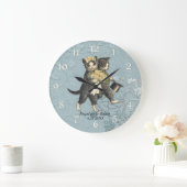 Posh Cats Wedding Blue Große Wanduhr (Zuhause)
