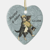 Posh Cats Wedding Blue Keramik Ornament (Rechts)