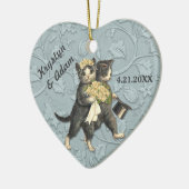 Posh Cats Wedding Blue Keramik Ornament (Links)