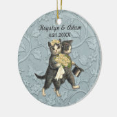 Posh Cats Wedding Blue Keramikornament (Links)