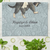 Posh Cats Wedding Blue Küchentuch (Gefaltet)