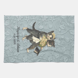 Posh Cats Wedding Blue Küchentuch