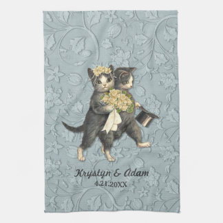 Posh Cats Wedding Blue Küchentuch