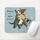 Posh Cats Wedding Blue Mousepad (Mit Mouse)