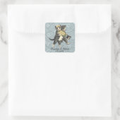 Posh Cats Wedding Blue Quadratischer Aufkleber (Tasche)