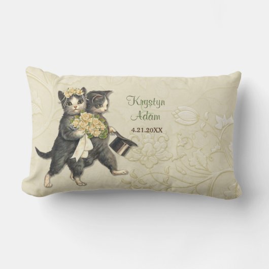 Posh Cats Wedding Ivory - Lumbar Pillow Lendenkissen (Vorderseite)