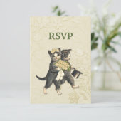 Posh Cats Wedding RSVP 2 Karte (Stehend Vorderseite)