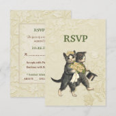 Posh Cats Wedding RSVP 2 Karte (Vorne/Hinten)