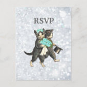 Posh Cats Wedding Silver Sparkle UAWG Einladungspostkarte (Vorderseite)