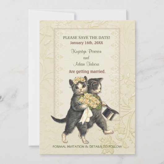 Posh Cats Wedding speichern das Datum Save The Date (Vorderseite)