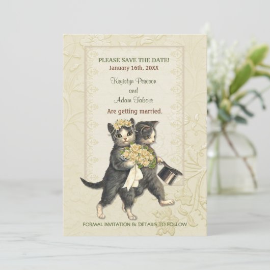 Posh Cats Wedding speichern das Datum Save The Date (Stehend Vorderseite)