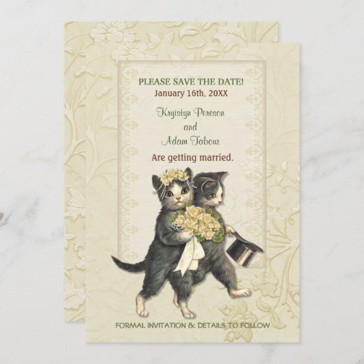 Posh Cats Wedding speichern das Datum Save The Date (Vorne/Hinten)