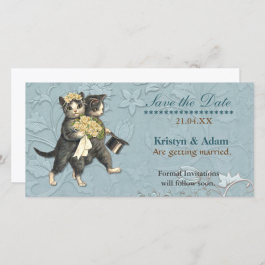 Posh Cats Wedding speichern das Datum Save The Date (Vorne/Hinten)