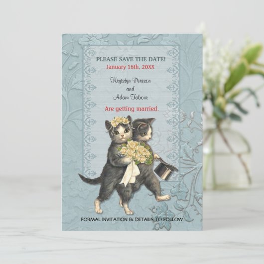 Posh Cats Wedding speichern das Datum Save The Date (Stehend Vorderseite)