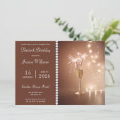 Posh Champagne, Glitzern & Lights Geburtstagsparty Einladung (Stehend Vorderseite)