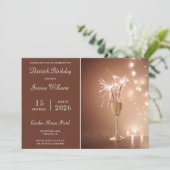 Posh Champagne, Sparkles & Lights Birthday Party Einladung (Stehend Vorderseite)