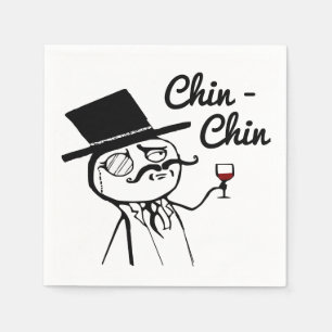 Posh Chap mit Top Hat Wein Toast Chin Chin Chin Serviette