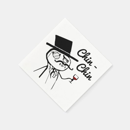 Posh Chap mit Top Hat Wein Toast Chin Chin Chin Serviette (Ecke)