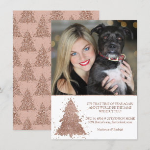 Posh Christmas Tree   Glam Rose Gold Foto Feiertagskarte