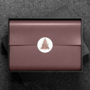 Posh Christmas Tree   Glam Rose Gold Luxury Runder Aufkleber