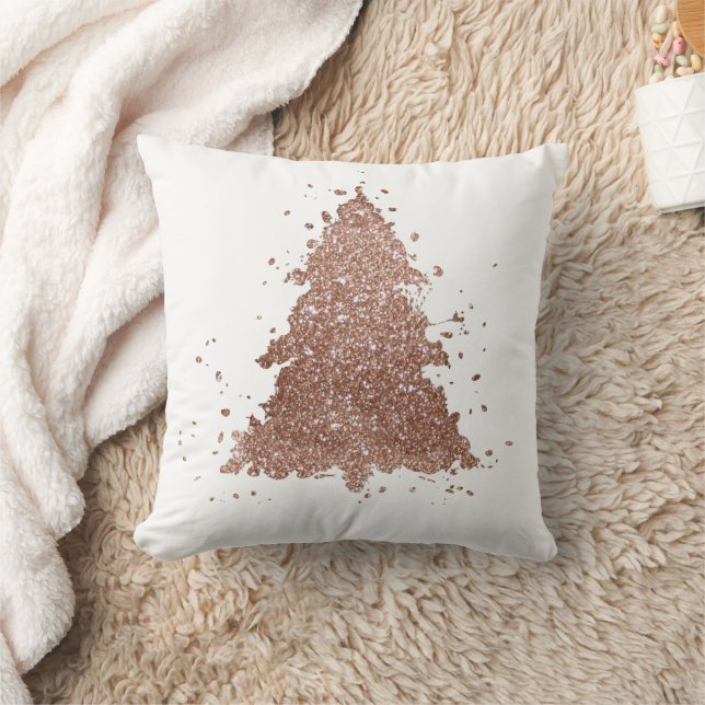 Posh Christmas Tree | Glam Rose Gold Spritzer Kissen (Decke)