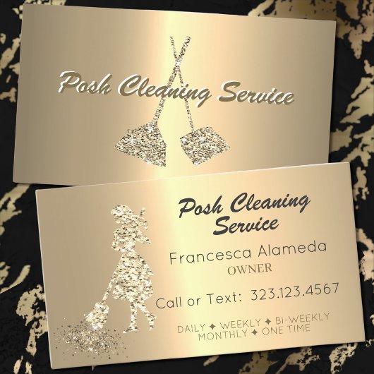 Posh Cleaning Service Metallic 14k Gold Template Visitenkarte