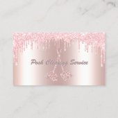 Posh Cleaning Service Metallic Pink Glitzer Tropfe Visitenkarte (Rückseite)