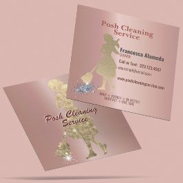 Posh Cleaning Service Metallic Rose Gold Template Quadratische Visitenkarte