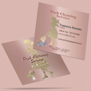 Posh Cleaning Service Metallic Rose Gold Template Quadratische Visitenkarte