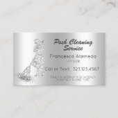 Posh Cleaning Service Metallic Silver Glitzer Maid Visitenkarte (Vorderseite)