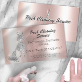 Posh Cleaning Service Pink Metallic Silver Glitzer Visitenkarte