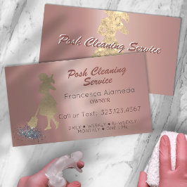 Posh Clearing Service Metallische Rose Goldvorlage Visitenkarte