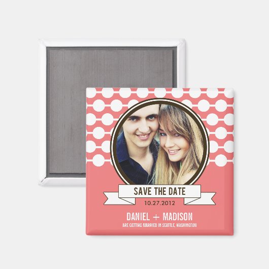 Posh Couple speichert das Date Magnet - Rosa (Vorderseite/Rückseite)