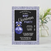 Posh Decorative Blue Christmas Einladung (Stehend Vorderseite)