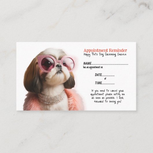 Posh Dog Grooming Termin Erinnerung Card Visitenkarte (Vorderseite)