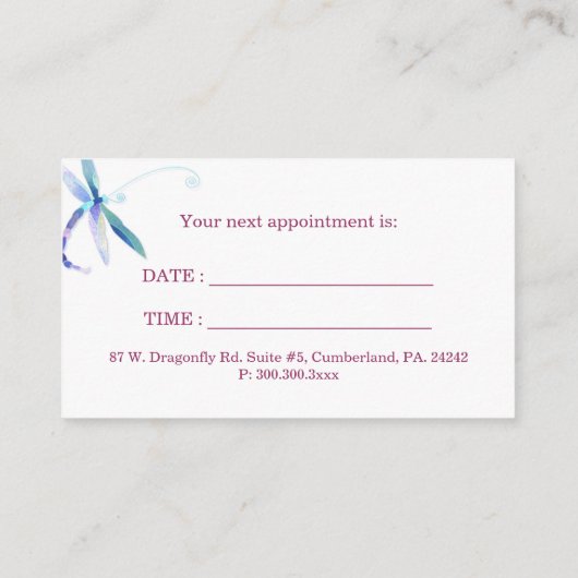 Posh Dragonfly Hair Salon Stellenkarte Terminkarte (Rückseite)