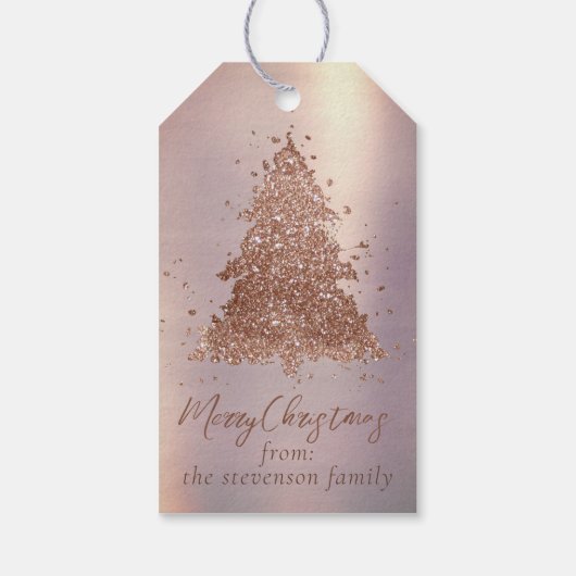 Posh Frohe Weihnachten | Glam Rose Gold Tree Custo Geschenkanhänger (Rückseite)