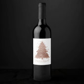 Posh Frohe Weihnachten | Glam Rose Gold Tree Custo Weinetikett